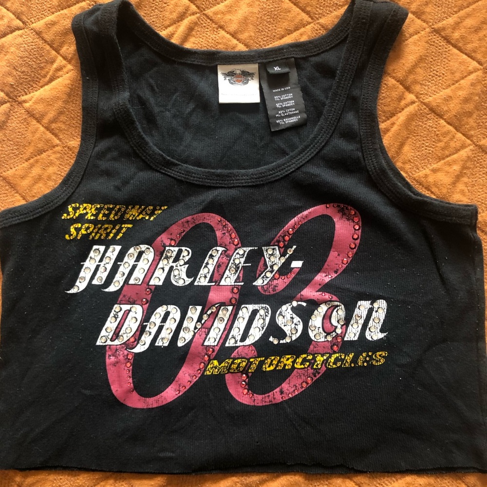 Harley Davidson Crop Tank Rhinestones